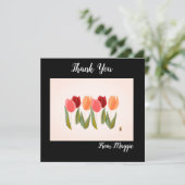 Merci de carte de note avec six tulipes (Debout devant)