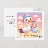 Merci de carte plat baby shower (Devant / Derrière)