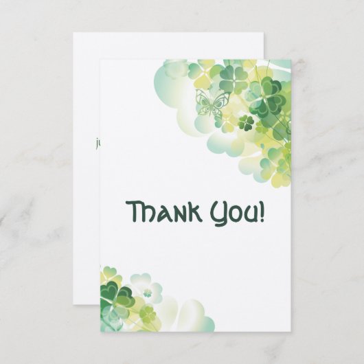 Merci de coins de trèfle vert et de papillon (Devant / Derrière)