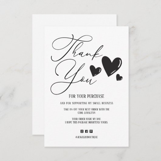 Merci de commande de coeur de script de signature  (Devant / Derrière)