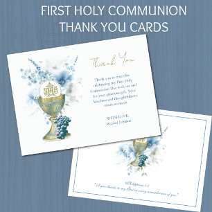 Merci de communion catholique Blue Floral