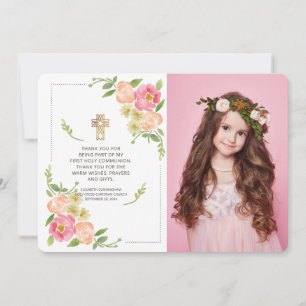 Merci de communion de la photo florale de couleur