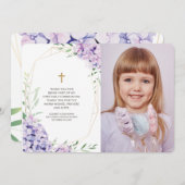 Merci de communion géométrique floral Lilac (Devant / Derrière)