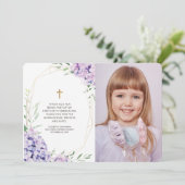 Merci de communion géométrique floral Lilac (Debout devant)