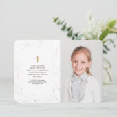 Merci de communion photo Croix or en marbre modern (Debout devant)