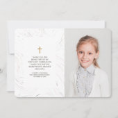 Merci de communion photo Croix or en marbre modern (Devant)