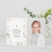 Merci de communion photo de la Croix-d'or de marbr (Debout devant)