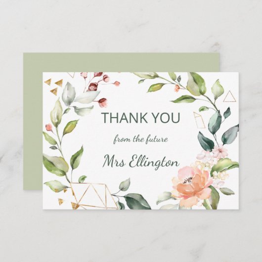 Merci de courre florale d'aquarelle moderne (Devant / Derrière)