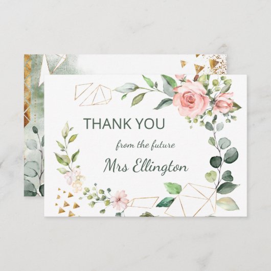 Merci de courroie florale d'aquarelle moderne (Devant / Derrière)