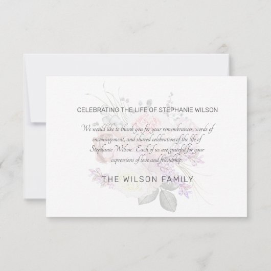 Merci de deuil de fleurs rose pâle (Dos)