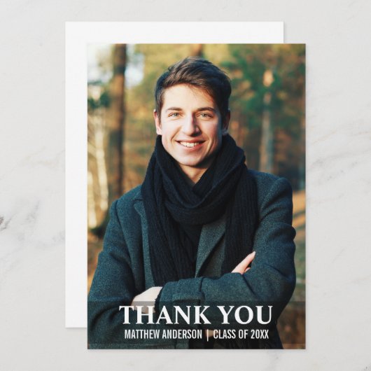 Merci de diplôme Carte photo moderne L W (Devant / Derrière)