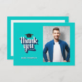 Merci de diplôme Carte pour notes photo bleu (Devant / Derrière)