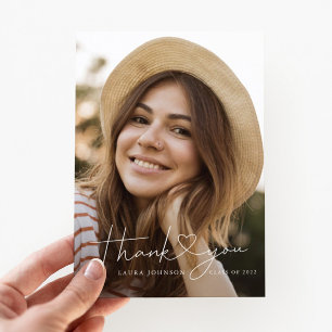 Merci de diplôme minimaliste Carte photo de coeur