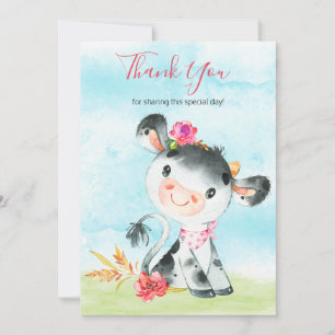Merci de ferme de vaches de fille aquarelle