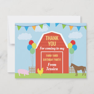 Merci de fête d'anniversaire Carte Invitation Barn