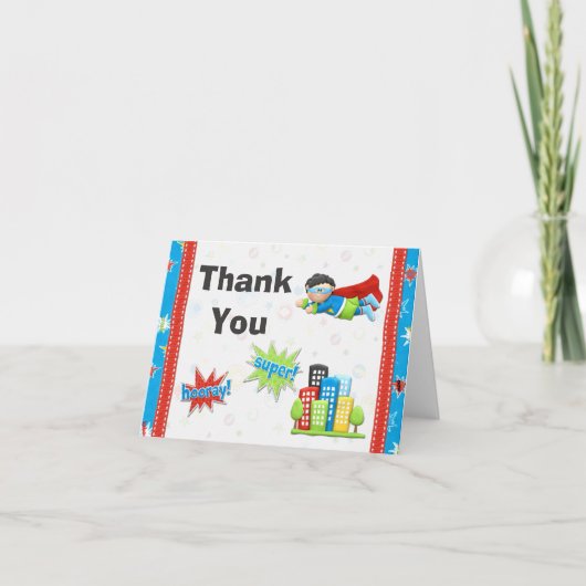 Merci de fête d'anniversaire de super héros (Devant)