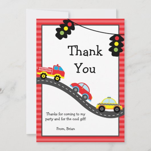 Merci de fête d'anniversaire de voitures (Devant)