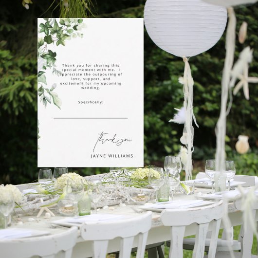 Merci de Fête des mariées blanc Ivy