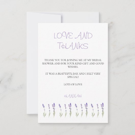 Merci de Fête des mariées de lavande (Devant)