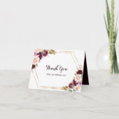 Merci de Fête des mariées Floral Bourgogne or (Devant)