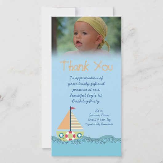 Merci de garçon de marin pour le cadeau Photocard (Devant)