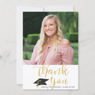 Merci de graduation moderne Script Photo Faux Gold