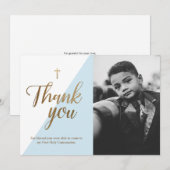 Merci de la 1ère communion bleu noir et blanc Phot (Devant / Derrière)