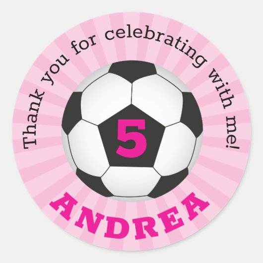 Merci de la fête de soccer avec des autocollants r (Devant)