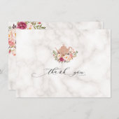 Merci de la fête du thé marbal rose pâle (Devant / Derrière)