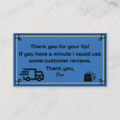 Merci de la part de la carte de visite du chauffeu (Devant)