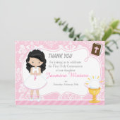 Merci de la première communion de la fille à cheve (Debout devant)