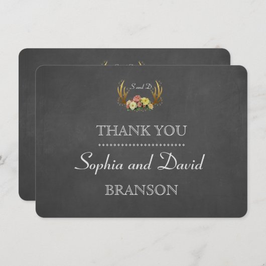 Merci de Mariage à mâchoires florales unique (Devant / Derrière)