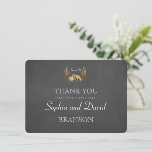 Merci de Mariage à mâchoires florales unique (Debout devant)