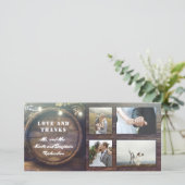 Merci de Mariage campagnard en chêne rustique (Debout devant)