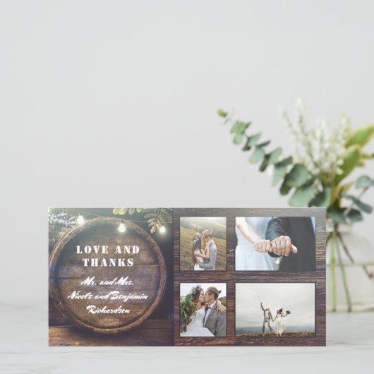 Merci de Mariage campagnard en chêne rustique (Debout devant)