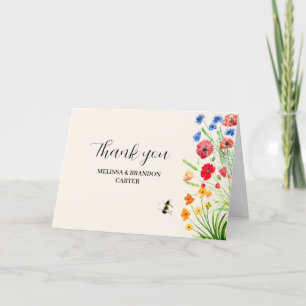 Merci de Mariage d'aquarelle Fleur sauvage rustiqu