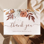 Merci de Mariage de automne de Boho de terre cuite<br><div class="desc">Mariage moderne de style bohème vous remercie les cartes avec des fleurs d'aquarelle et les feuilles de chute dans les tons de terre comme rouille brun,  orange brûlé et terre cuite. Un choix parfait pour les mariages d'automne.</div>