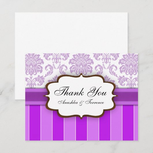 Merci de Mariage de bande pourpre Damask (Devant / Derrière)