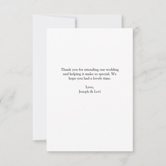 Merci de Mariage de calligraphie blanc doux (Dos)