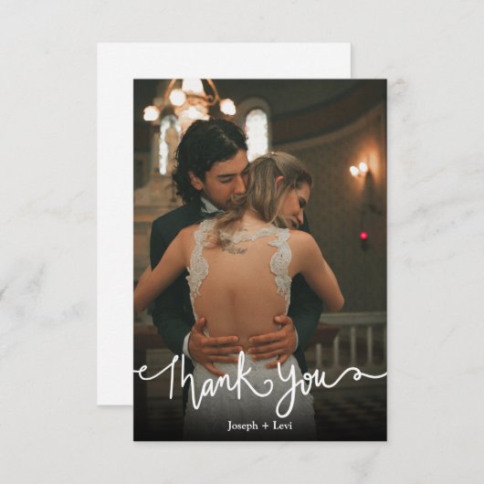 Merci de Mariage de calligraphie blanc doux (Devant / Derrière)