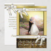 Merci de Mariage de Carte photo de blanc et or (Devant / Derrière)