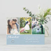 Merci de mariage de collage de photo du bleu trois (Debout devant)