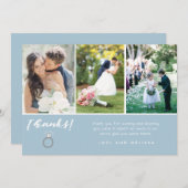 Merci de mariage de collage de photo du bleu trois (Devant / Derrière)