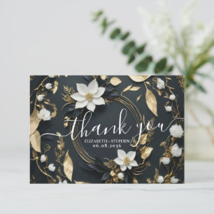 Merci de Mariage de de couronne d'or noir blanc