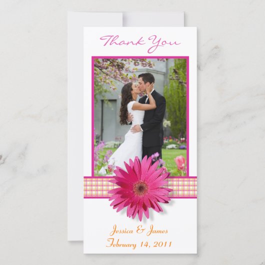 Merci de Mariage de de de ruban rose Gerbera Dai (Devant)