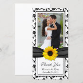 Merci de Mariage de de ruban de tournesol noir (Devant / Derrière)