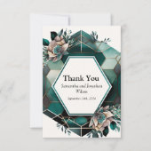 Merci de Mariage de design géométrique vert modern (Devant)