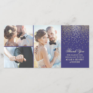 Merci de Mariage de la marine Gold Confetti Glamor