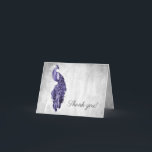 Merci de Mariage de Peacock violet<br><div class="desc">Express vos remerciements à la famille et aux invités avec cette élégante carte de remerciements mariage de violet Peacock. Le design de la carte présente un élégant paon contre un feuillage délicat et un arrière - plan grunge. Papier à lettres mariage supplémentaire disponible avec cette conception aussi.</div>