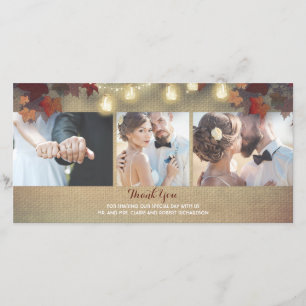 Merci de mariage de photo de feuille de chute et